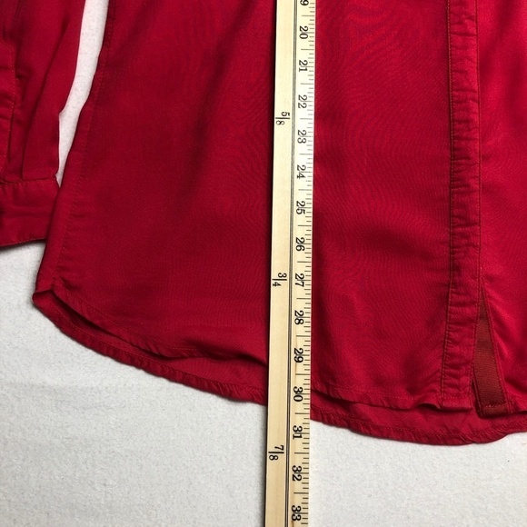 Street One Womens Red German Brand Long Sleeve Blouse Size 8 Pearl Snaps - Picture 6 of 11